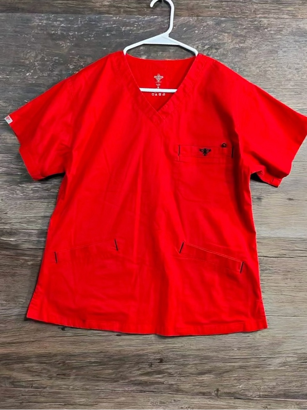 Med Couture Red V-Neck Medical Scrub Top